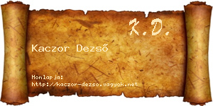 Kaczor Dezső névjegykártya